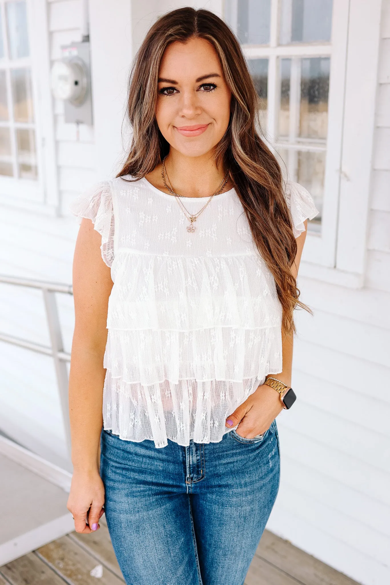 Elowen Tiered Lace Knit Top