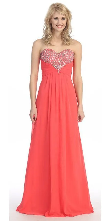 Eureka 2564 Studded Bodice Sweetheart Neckline Long A-Line Gown