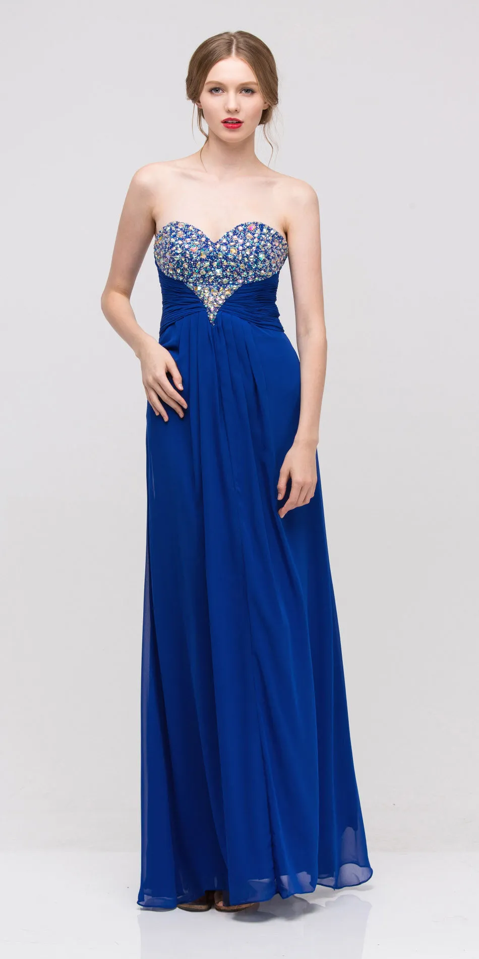 Eureka 2564 Studded Bodice Sweetheart Neckline Long A-Line Gown