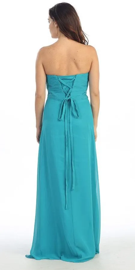 Eureka 2564 Studded Bodice Sweetheart Neckline Long A-Line Gown