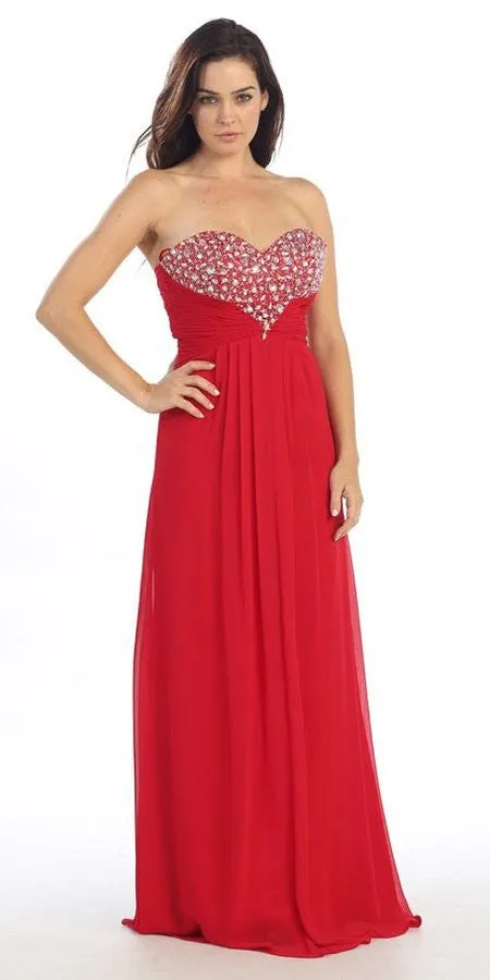 Eureka 2564 Studded Bodice Sweetheart Neckline Long A-Line Gown
