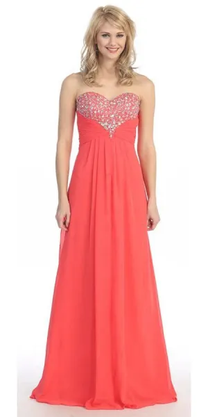 Eureka 2564 Studded Bodice Sweetheart Neckline Long A-Line Gown