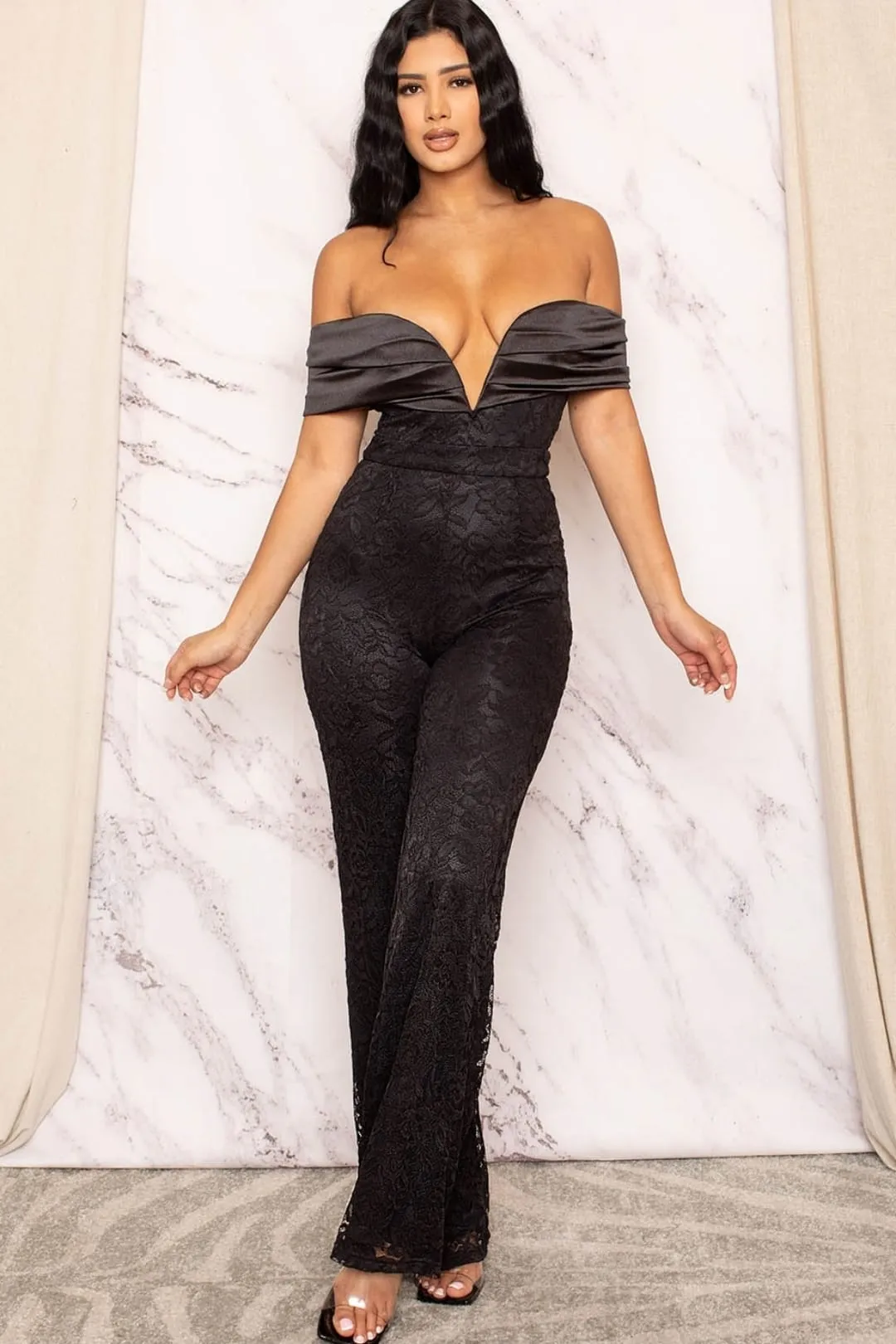 FAMILLY AFFAIR OFF THE SHOULDER JUIMPSUIT