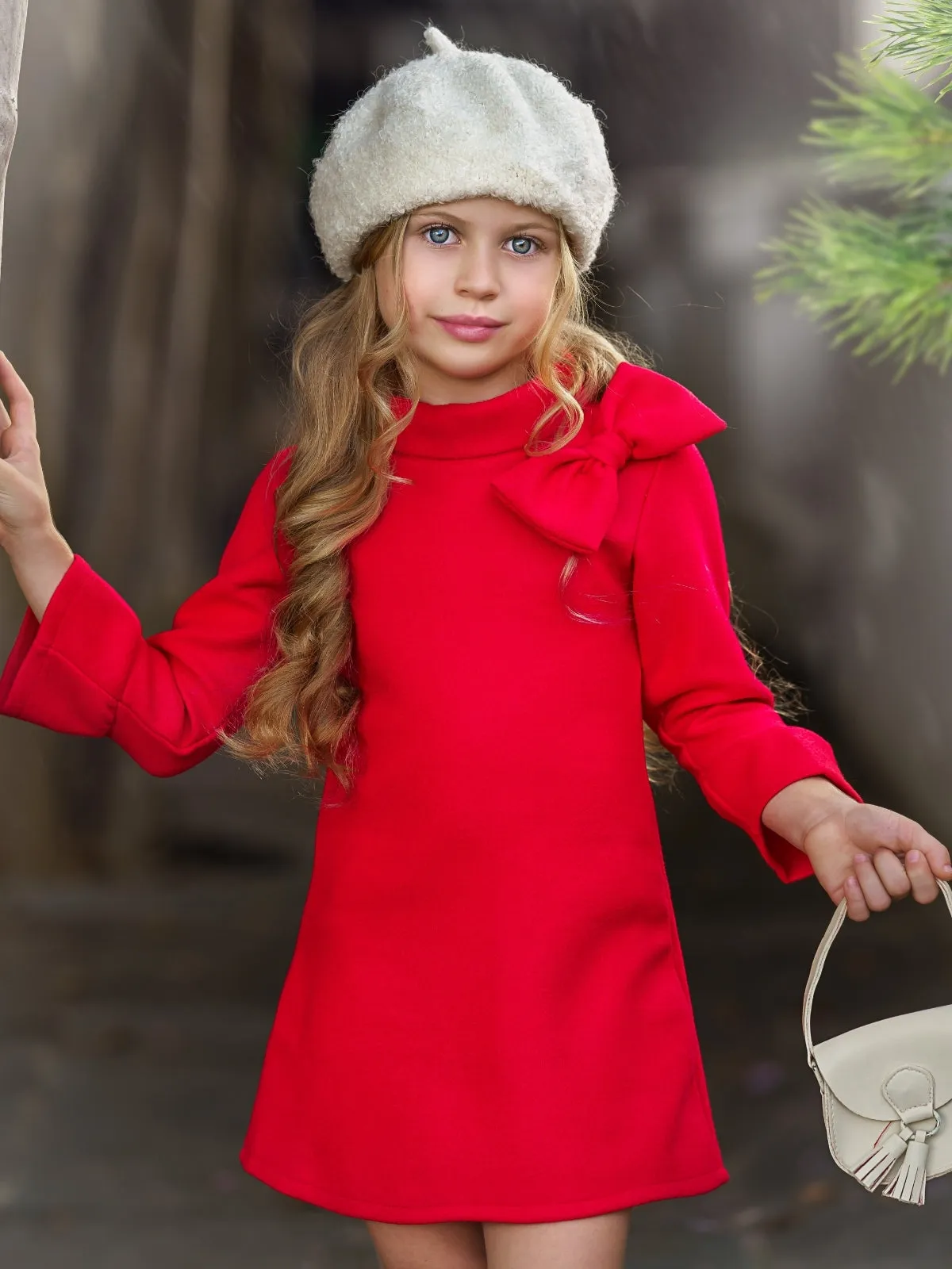 Fancy Fabulous Bow Cherry A-Line Dress