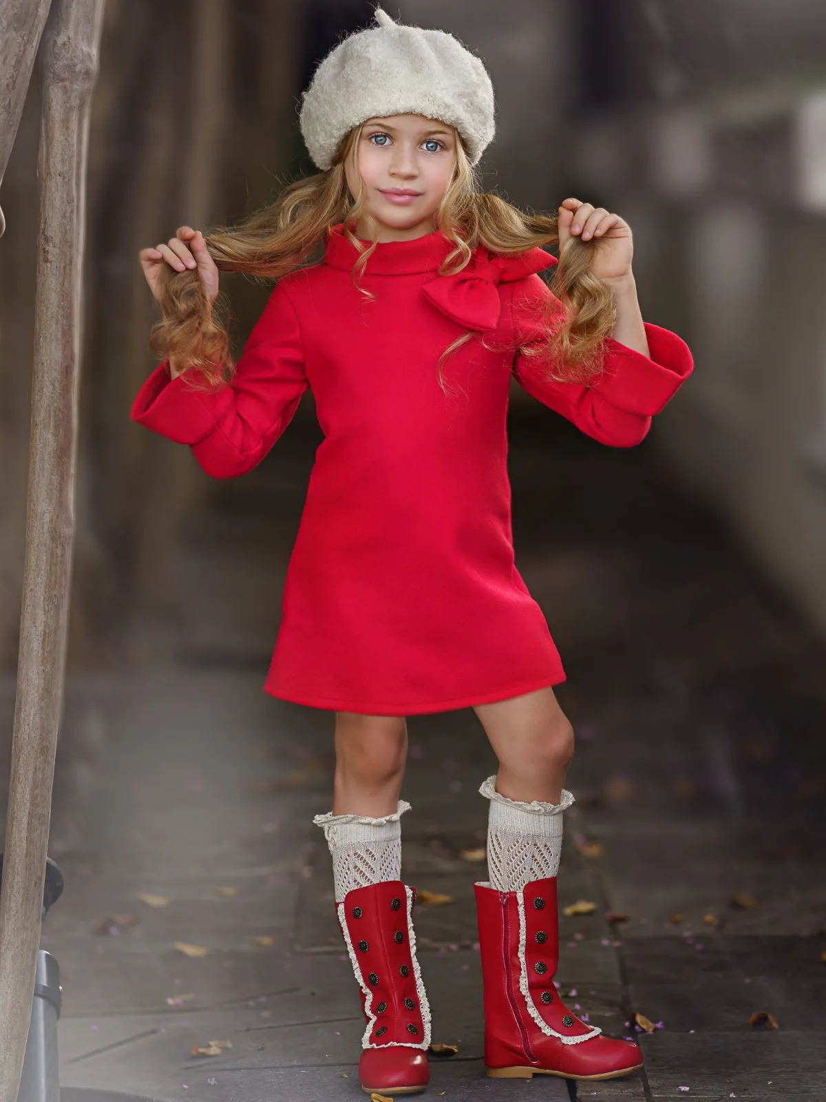 Fancy Fabulous Bow Cherry A-Line Dress