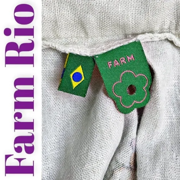 FARM RIO Pleated Floral A-Line Linen Skirt, Size 4P