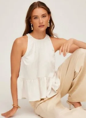 Fifteen Twenty Ruffle Hem Tank - Ecru