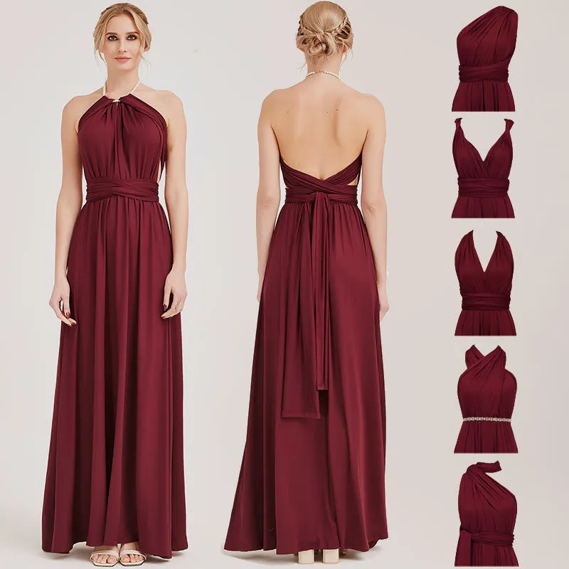 [Final Sale] Burgundy Infinity Wrap Maxi Bridesmaid Dress