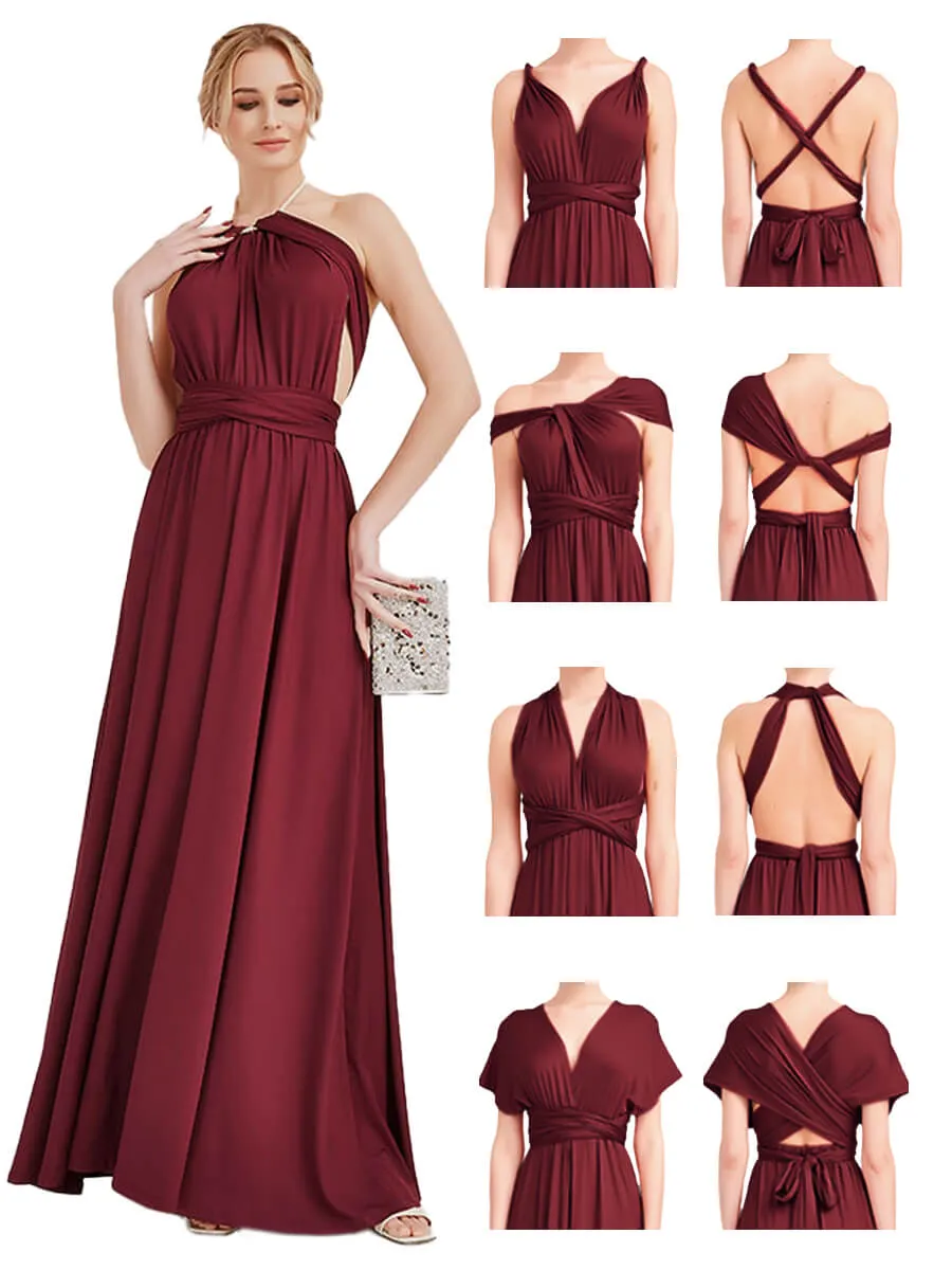 [Final Sale] Burgundy Infinity Wrap Maxi Bridesmaid Dress