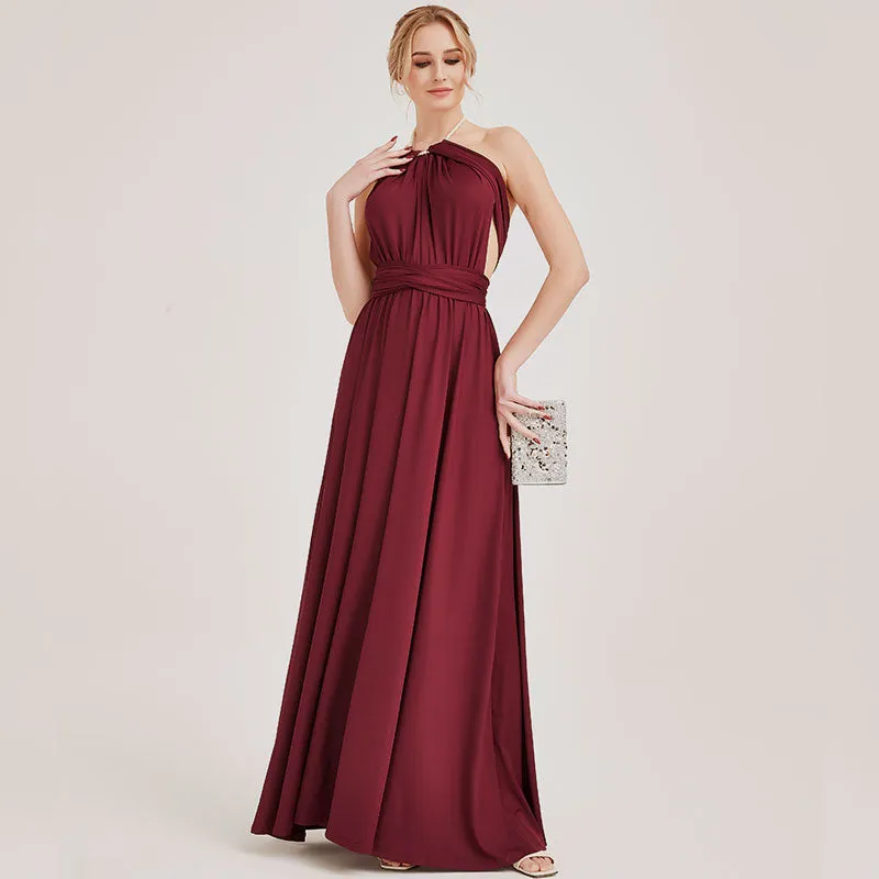 [Final Sale] Burgundy Infinity Wrap Maxi Bridesmaid Dress