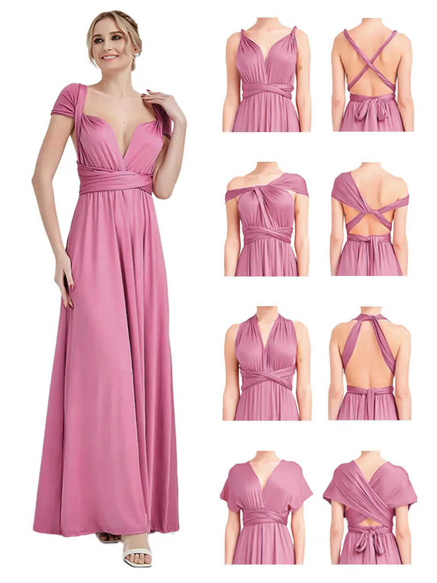 [Final Sale] Dusty Rose Infinity Wrap Maxi Bridesmaid Dress