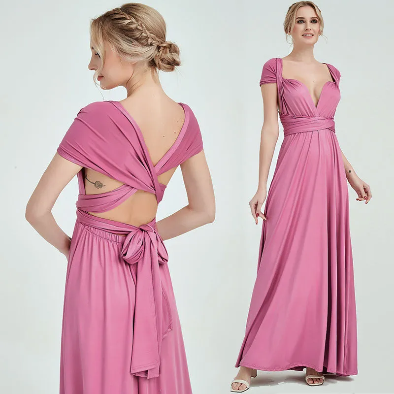 [Final Sale] Dusty Rose Infinity Wrap Maxi Bridesmaid Dress
