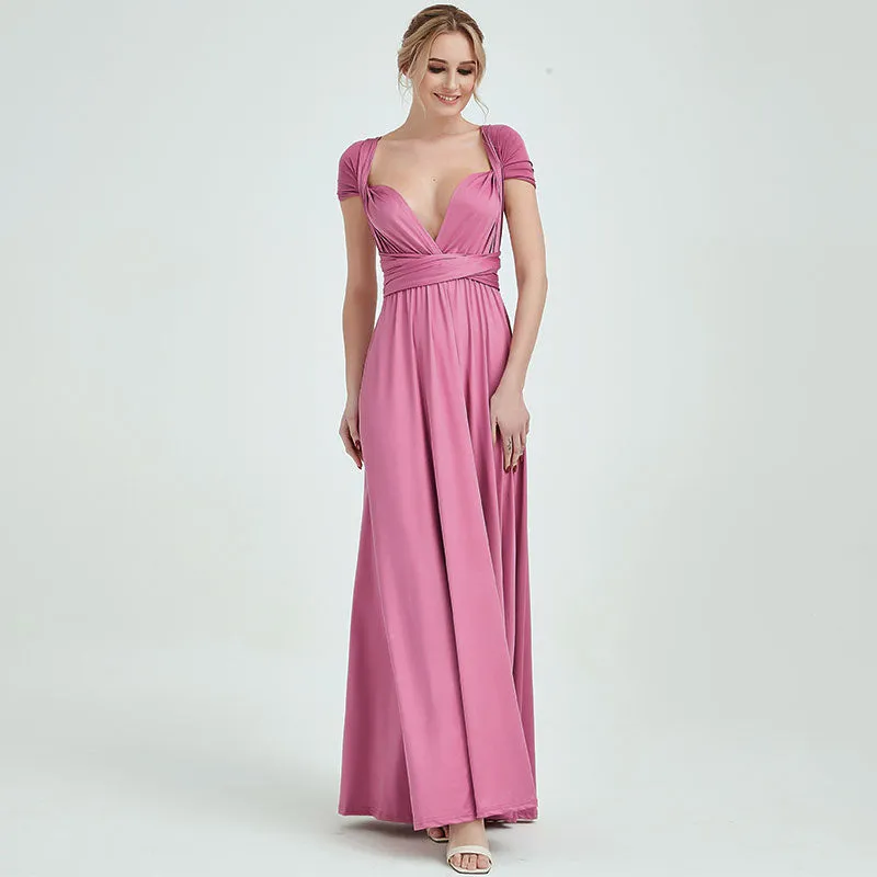 [Final Sale] Dusty Rose Infinity Wrap Maxi Bridesmaid Dress