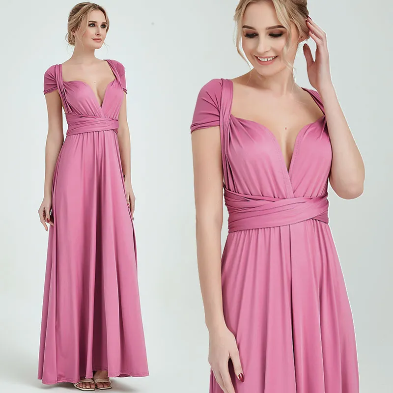 [Final Sale] Dusty Rose Infinity Wrap Maxi Bridesmaid Dress