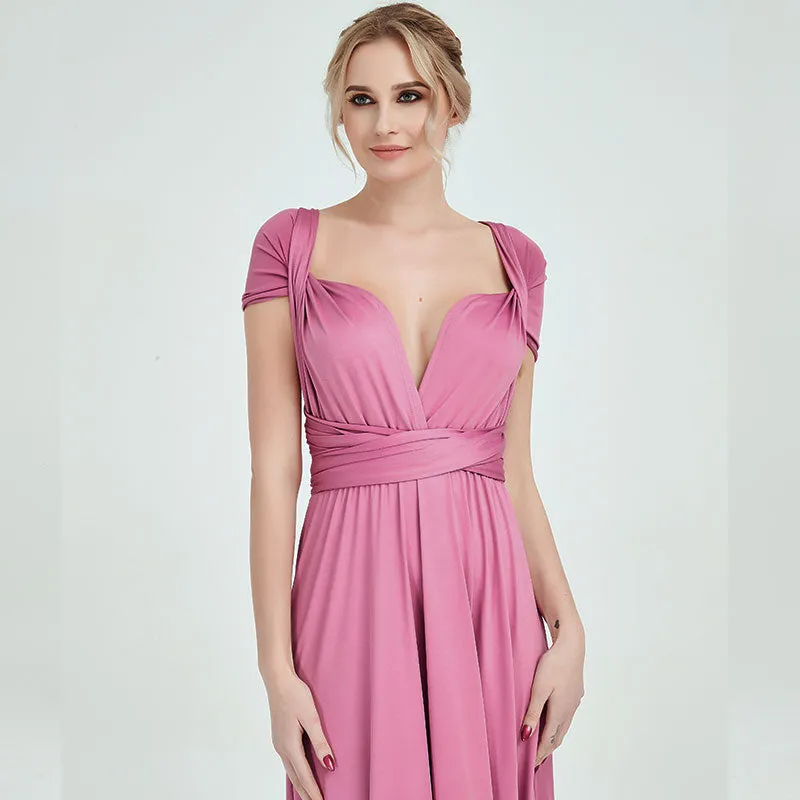[Final Sale] Dusty Rose Infinity Wrap Maxi Bridesmaid Dress