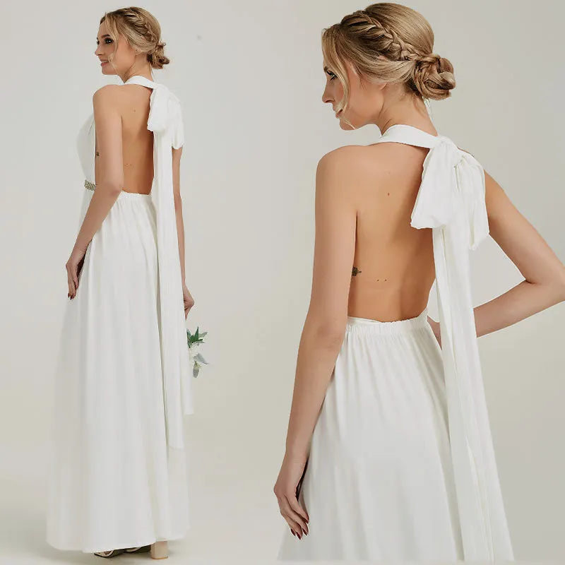 [Final Sale] White Infinity Wrap Bridesmaid Convertible Dress