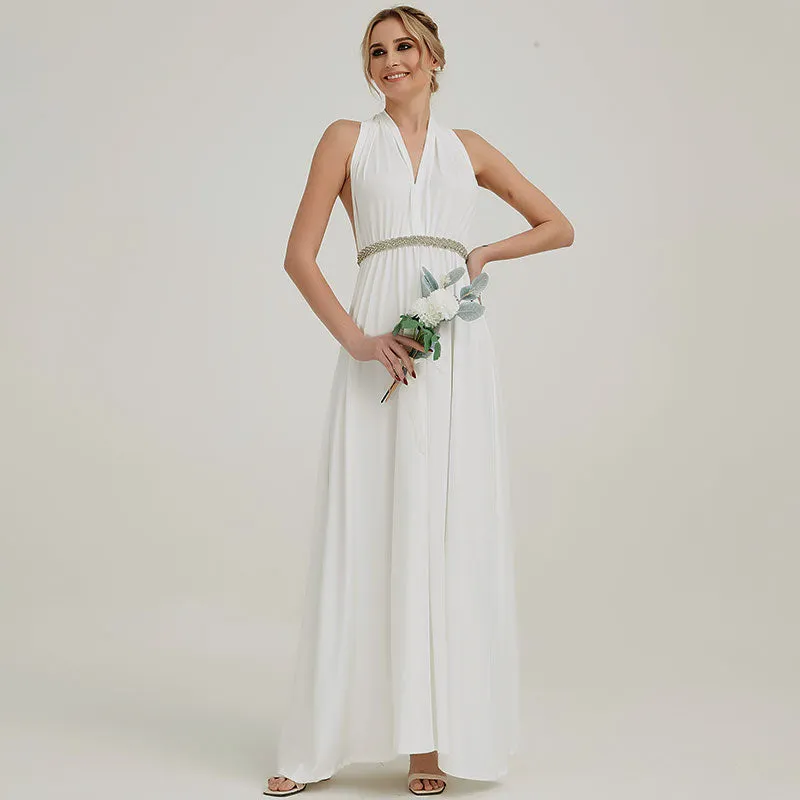 [Final Sale] White Infinity Wrap Bridesmaid Convertible Dress