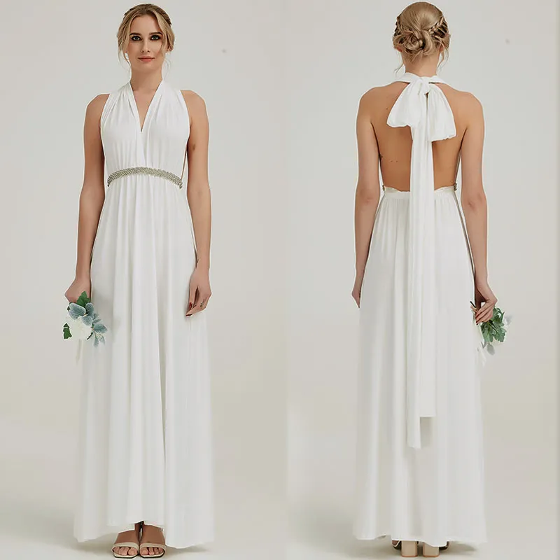 [Final Sale] White Infinity Wrap Bridesmaid Convertible Dress