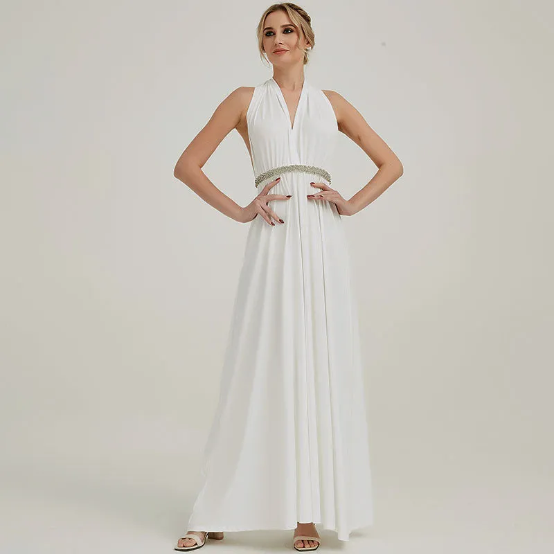 [Final Sale] White Infinity Wrap Bridesmaid Convertible Dress