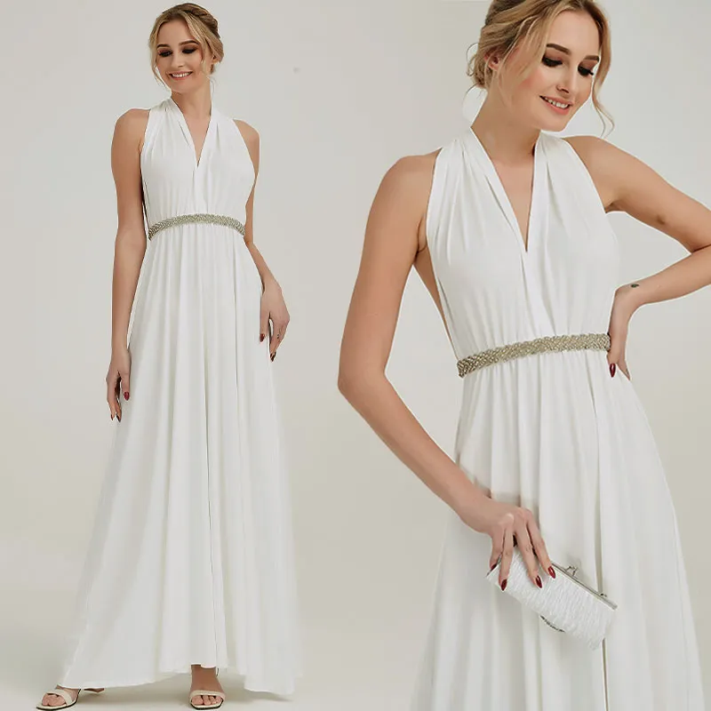 [Final Sale] White Infinity Wrap Bridesmaid Convertible Dress