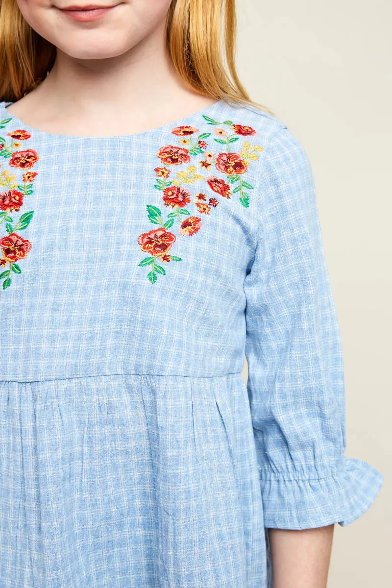 Floral Embroidered Ruffle Top