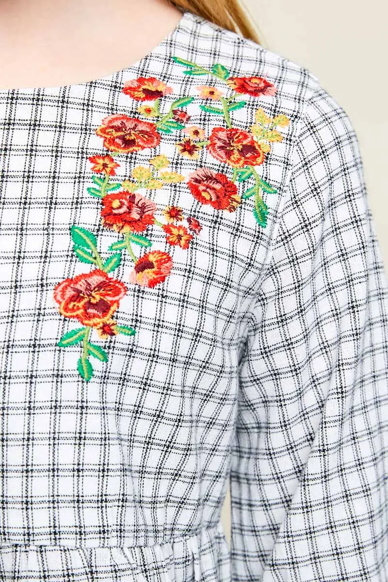 Floral Embroidered Ruffle Top