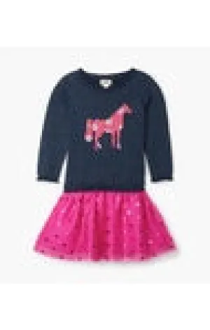 Floral Horse Drop Waist Dress