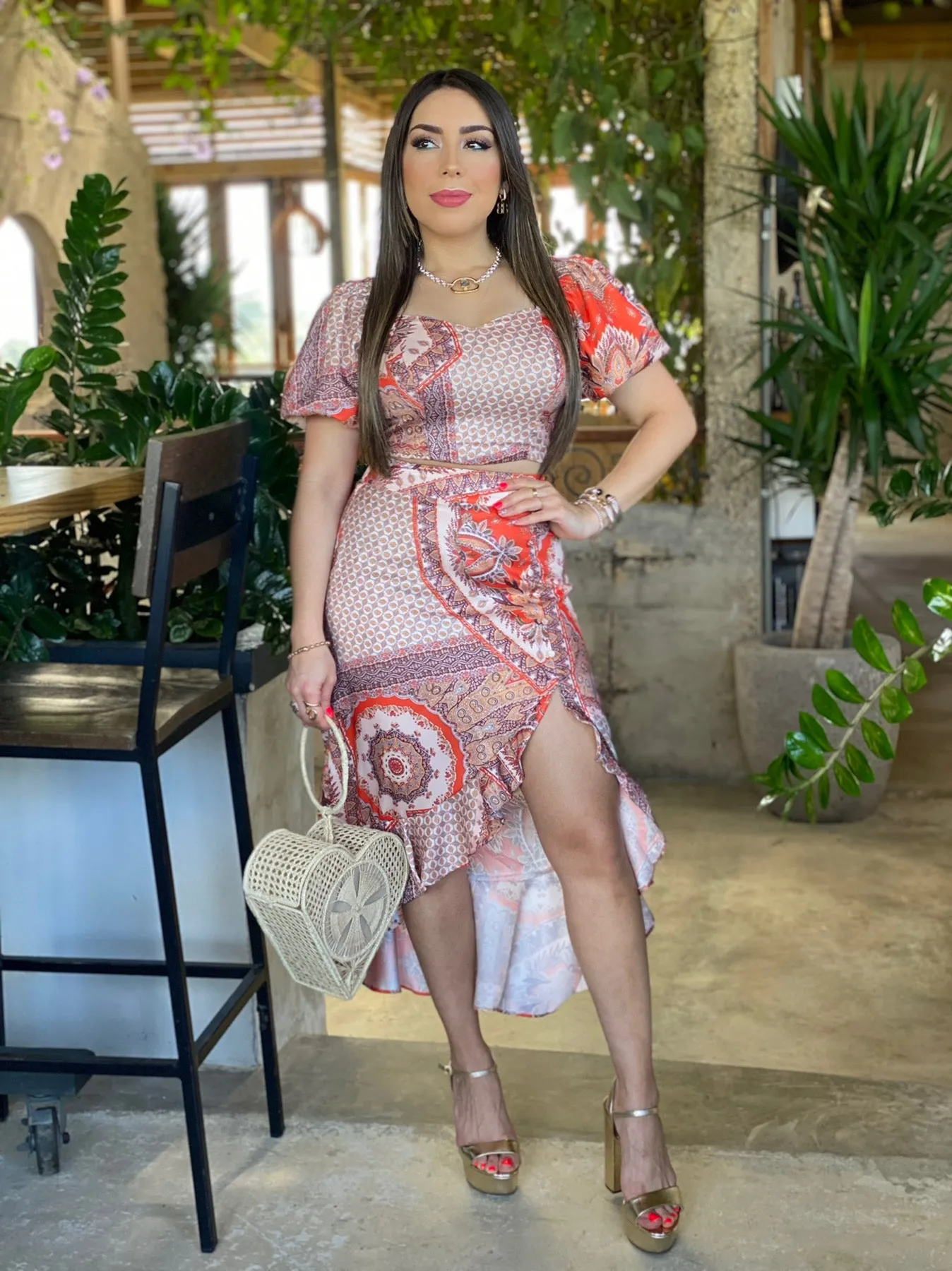 Floral Print Skirt Set