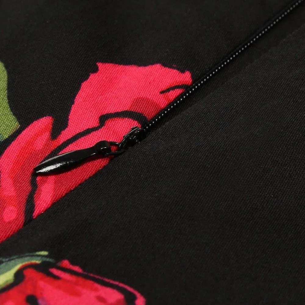 Floral Print Vintage 50s Swing A-Line Party Dress Sleeveless