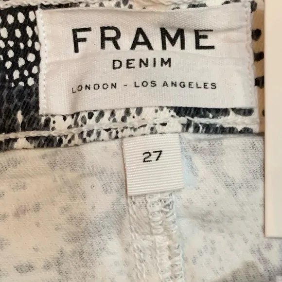 Frame Denim Python Snake Print Le Mini Skirt White Grey Black Size 27 NWT