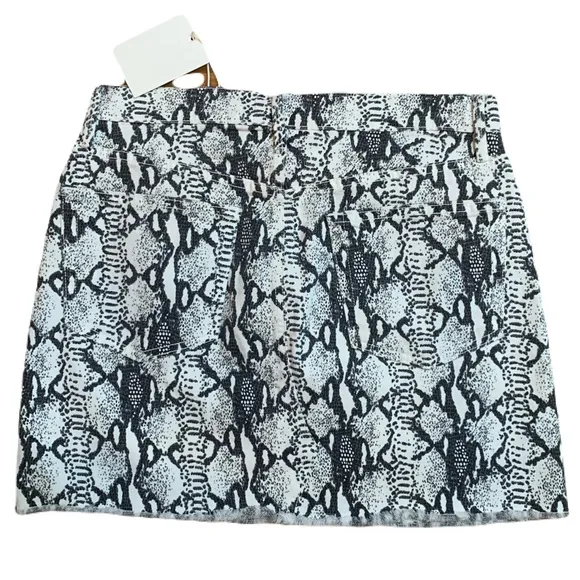 Frame Denim Python Snake Print Le Mini Skirt White Grey Black Size 27 NWT