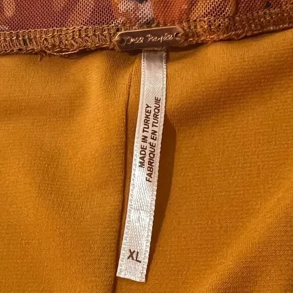 FREE PEOPLE Orange Floral Romi Mesh Skirt Size XL
