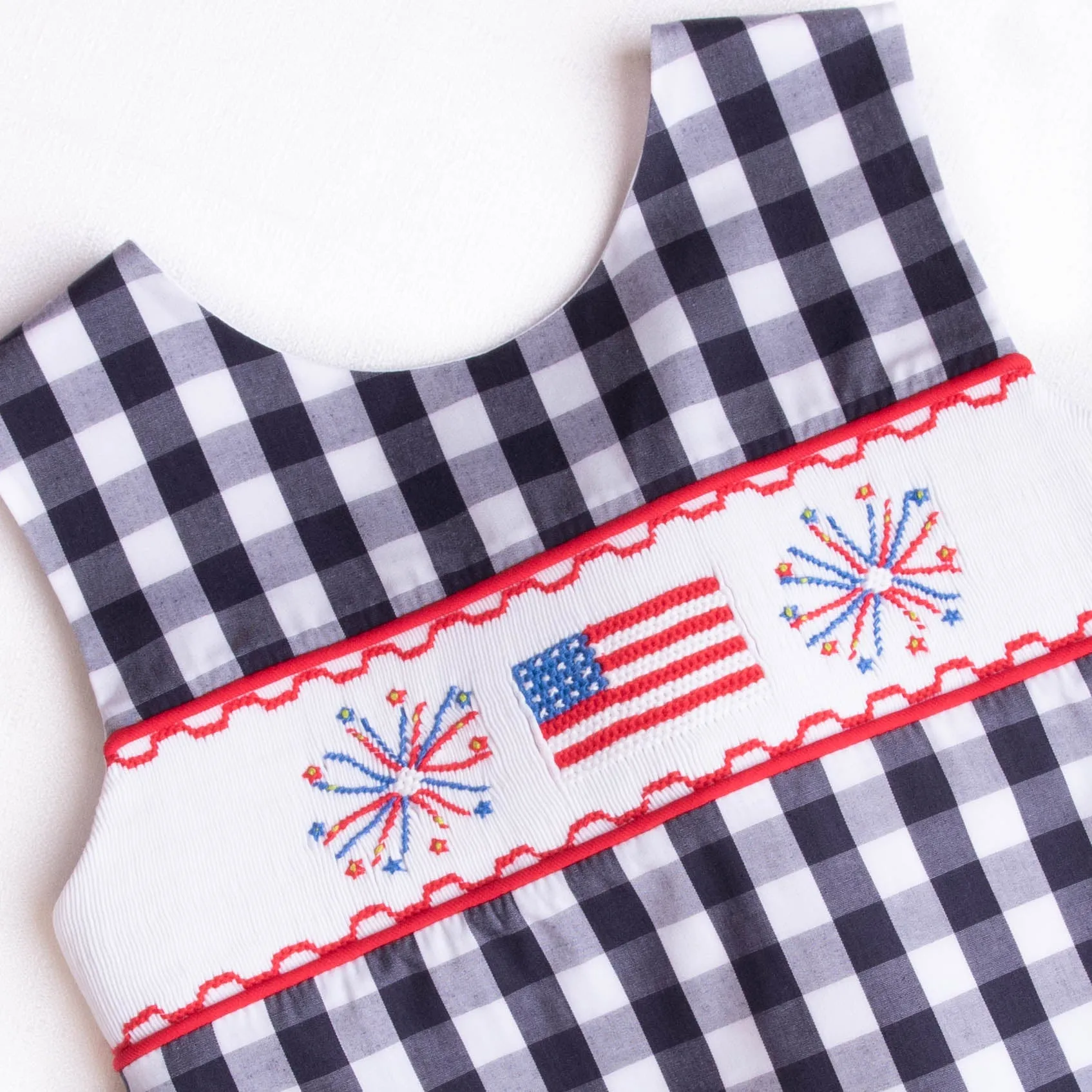 Free to Sparkle Ruffle Short Set, Navy Check