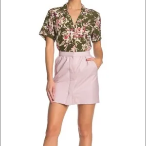 French Connection Bia PU Mini Skirt Blush Pink
