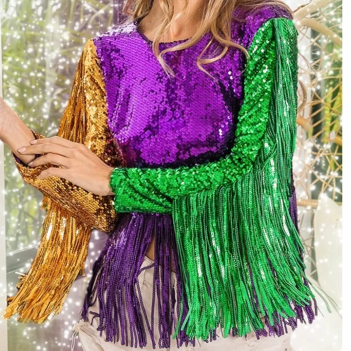 FRINGE SEQUIN TOP