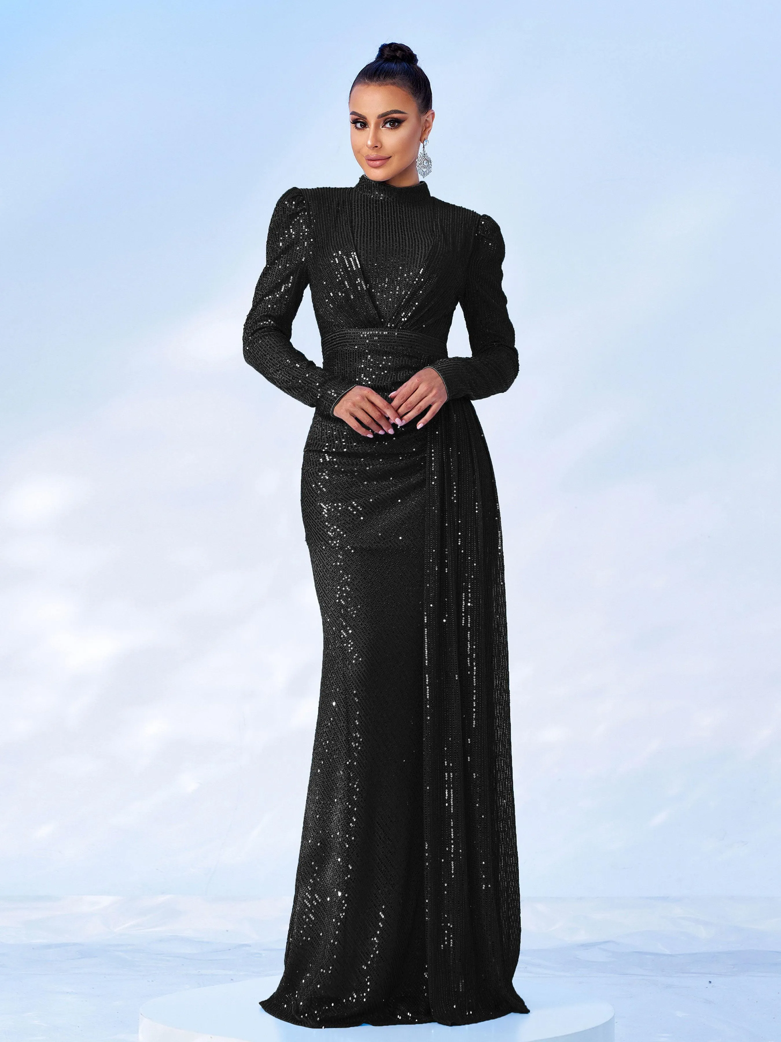 Full Cover Brown Sequin Dress RJ11834