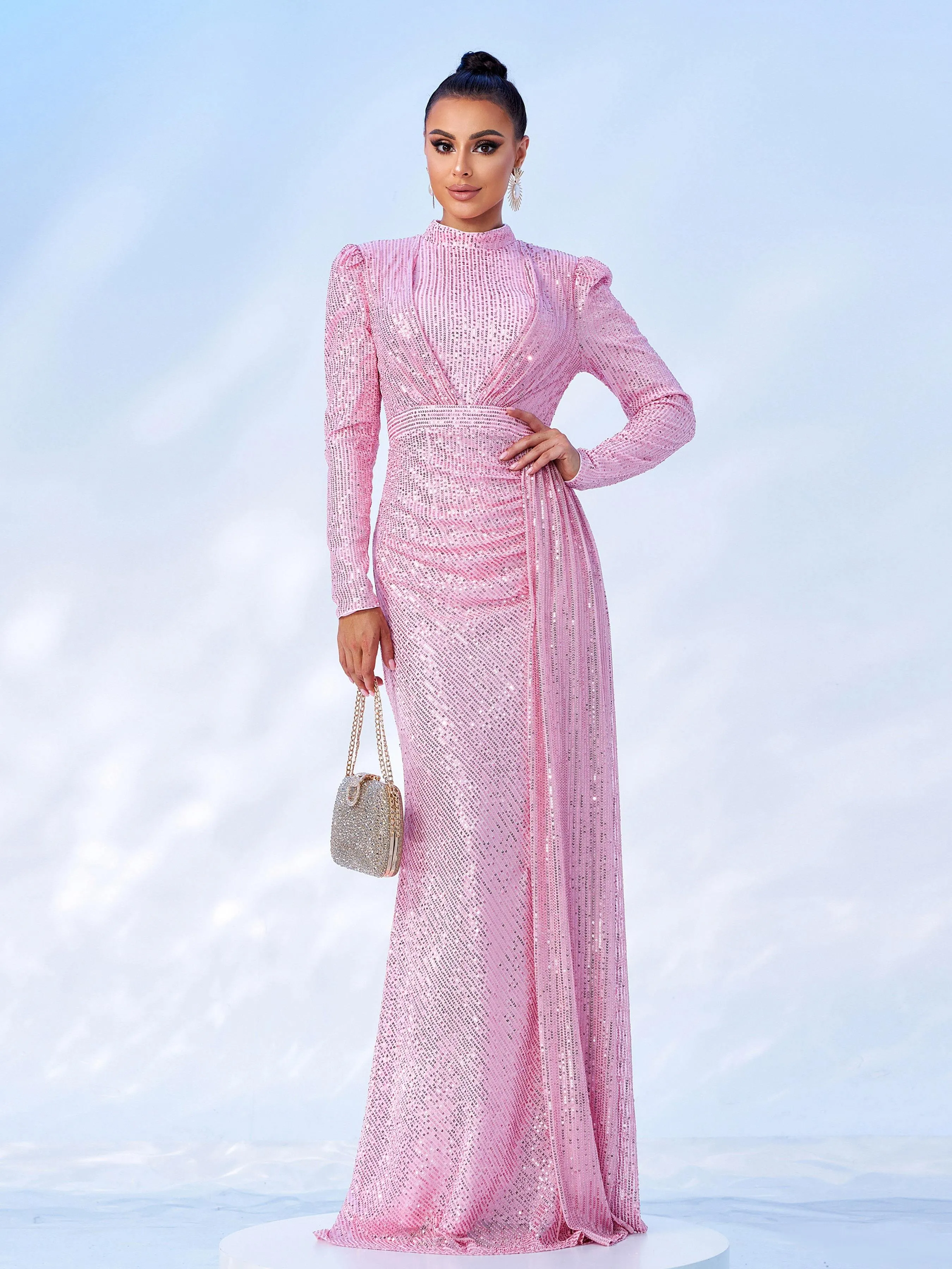 Full Cover Brown Sequin Dress RJ11834