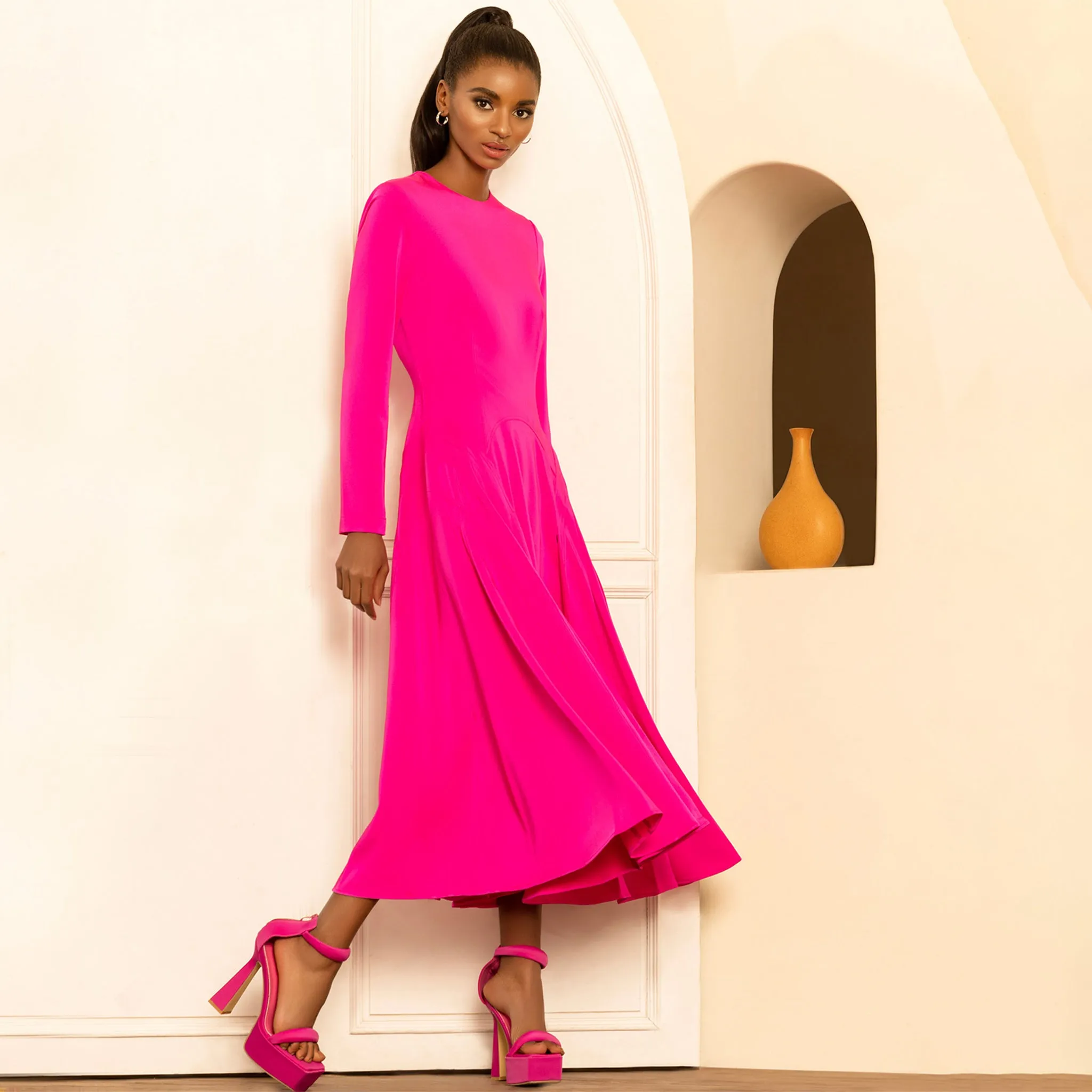 Fuschia Midi Dress