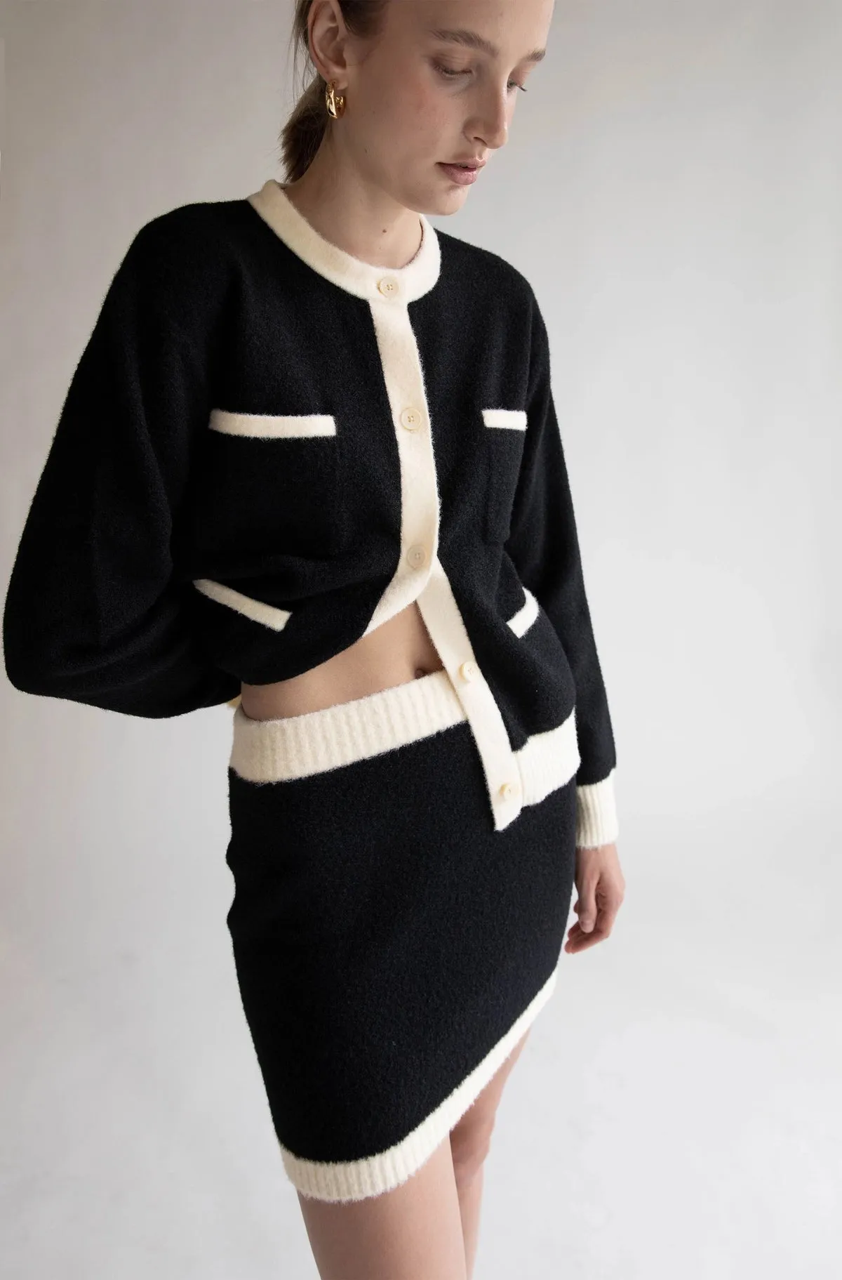 Fuzzy Color Block Mini Skirt