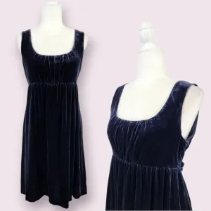 Gap‎ Velvet Babydoll Dress 6 Whimsigoth Silk Fairy Y2K Empire Waist Goth Grunge