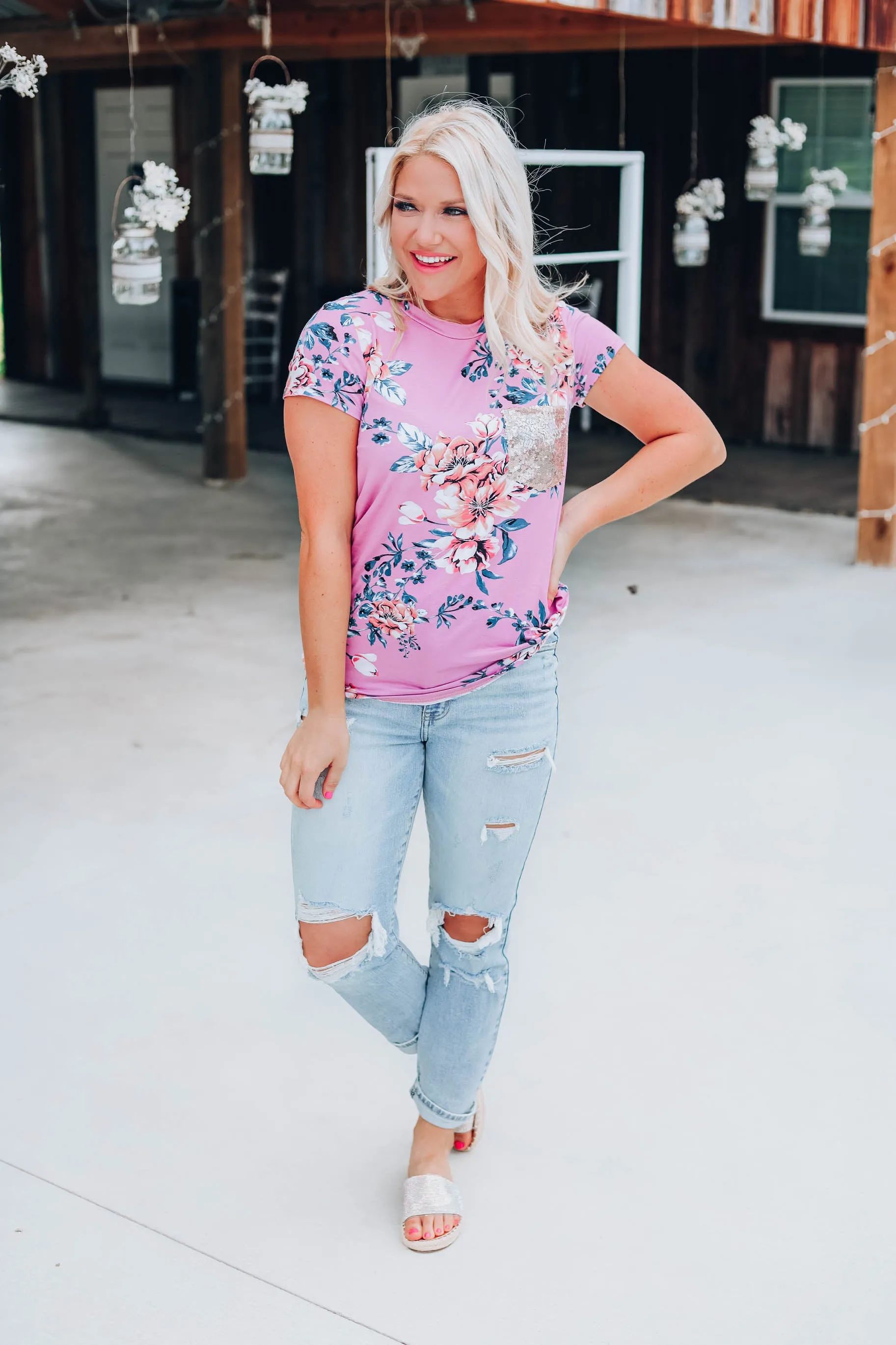 Garden Fresh Floral Top - Mauve