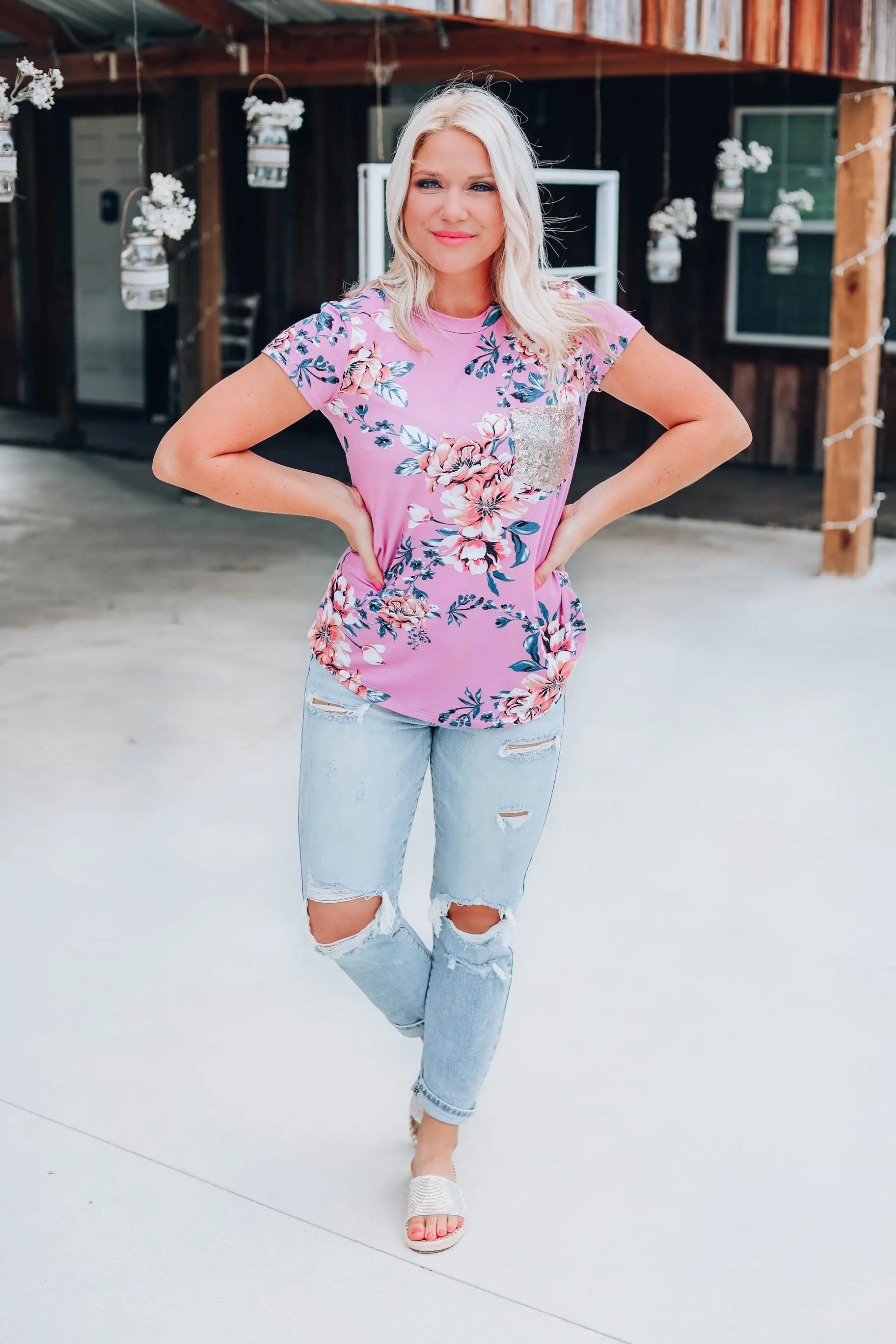 Garden Fresh Floral Top - Mauve
