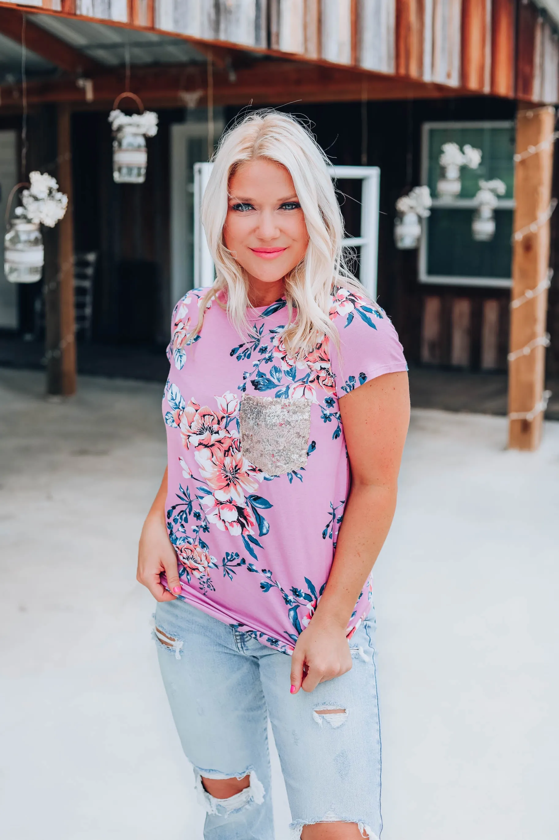 Garden Fresh Floral Top - Mauve