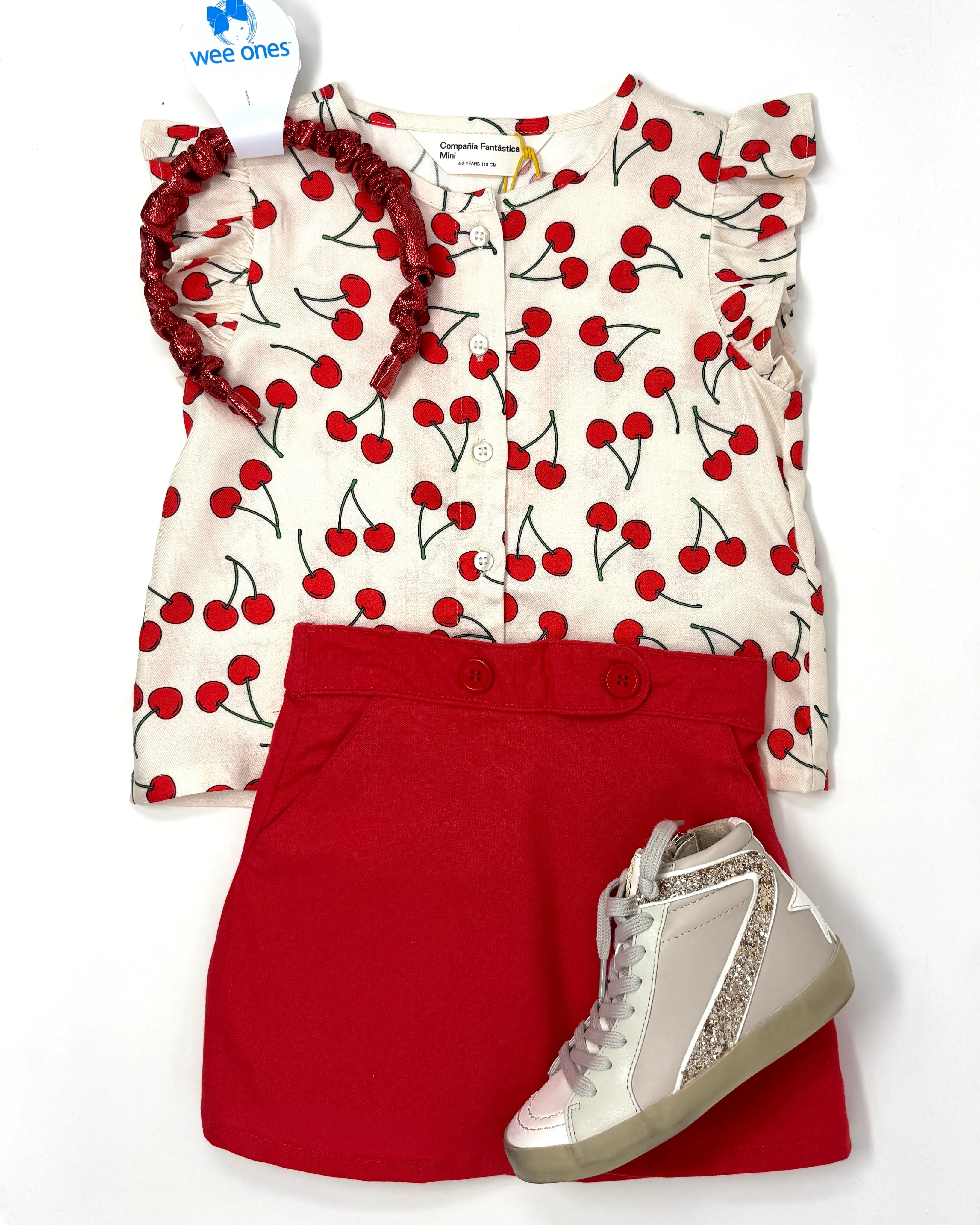 Girl's Cherry Print Top