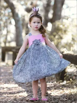 Girls Pink And Silver Empire Waist Halter Party Dress