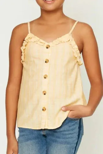 Girls Plaid Ruffle Trim Cami Top