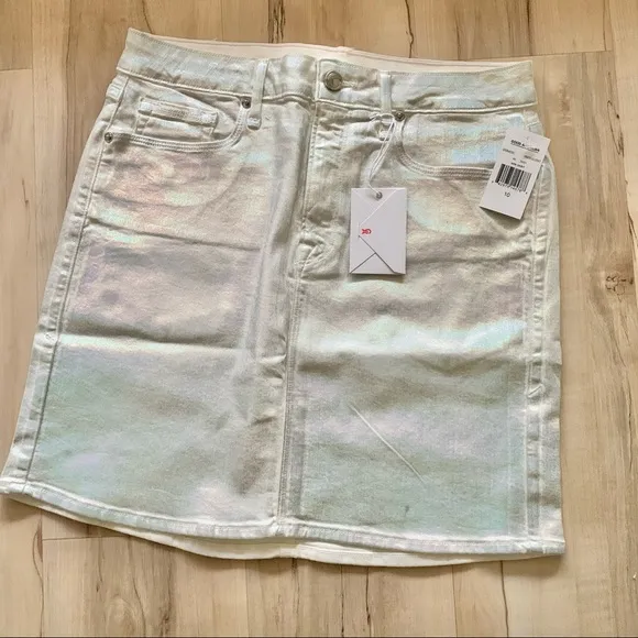 Good American waxed mini skirt silver iridescent