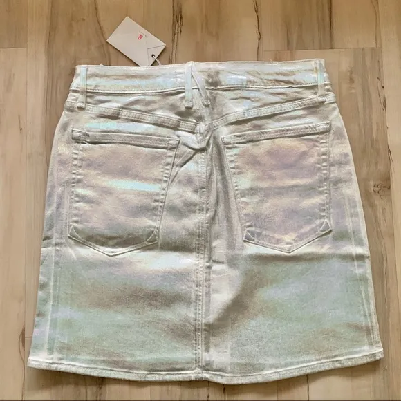 Good American waxed mini skirt silver iridescent