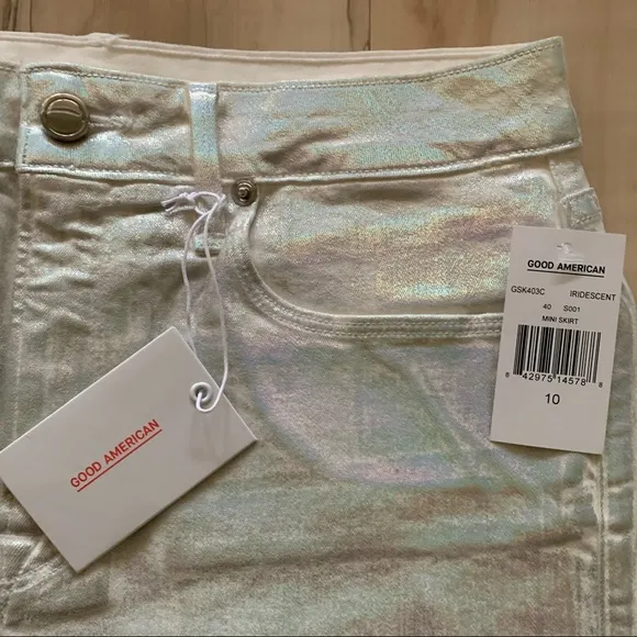 Good American waxed mini skirt silver iridescent