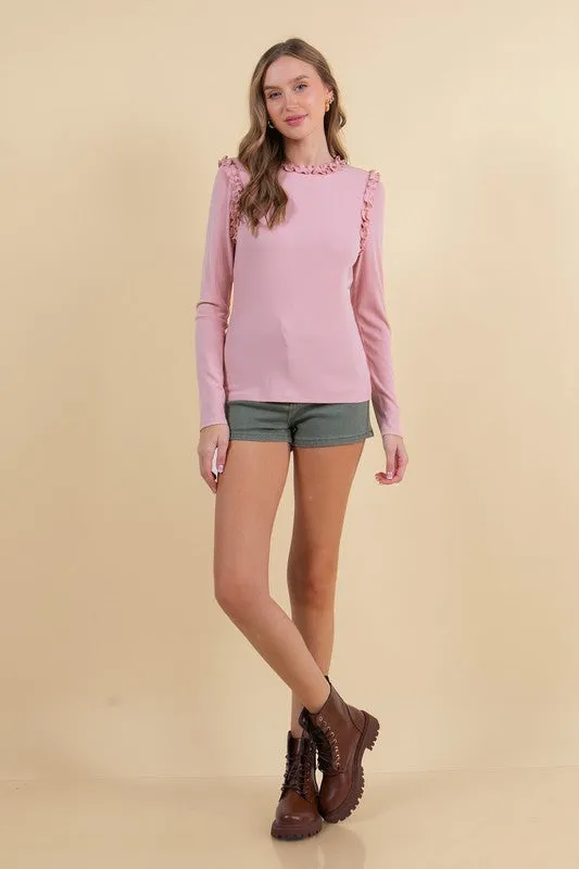 Goodie Pink Ruffle Top